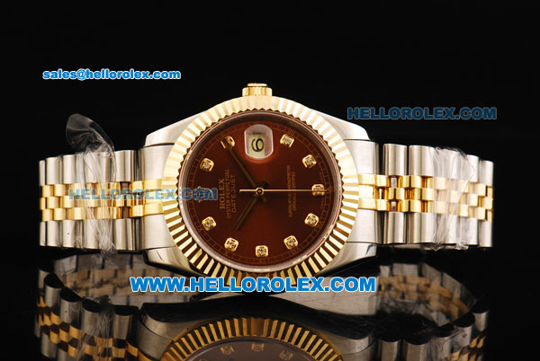 Rolex Datejust II Oyster Perpetual Automatic Movement Steel Case with Diamond Markers and Gold Bezel-Two Tone Strap - Click Image to Close